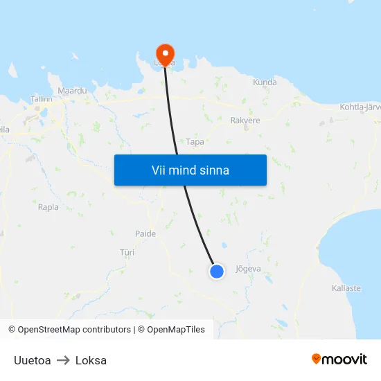 Uuetoa to Loksa map