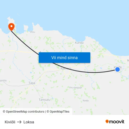 Kiviõli to Loksa map