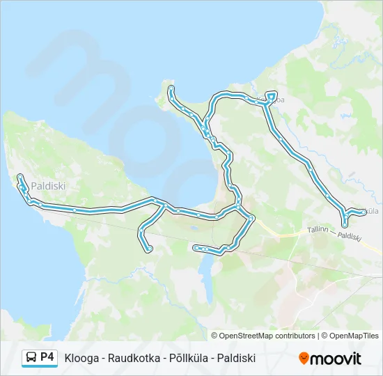 Автобус P4: карта маршрута