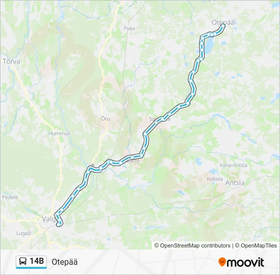 Автобус 14B: карта маршрута
