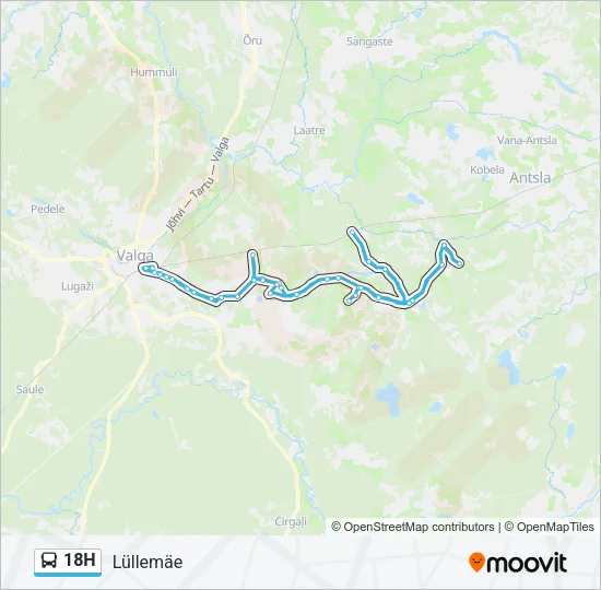 Автобус 18H: карта маршрута