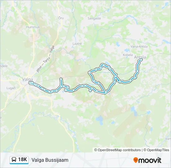Автобус 18K: карта маршрута