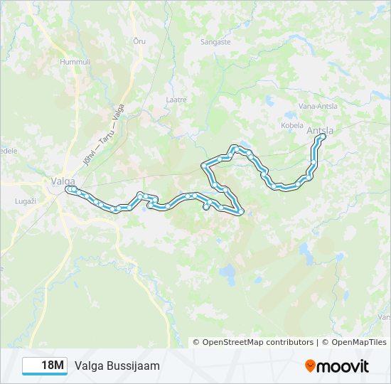 Автобус 18M: карта маршрута