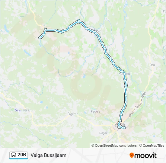 Автобус 20B: карта маршрута