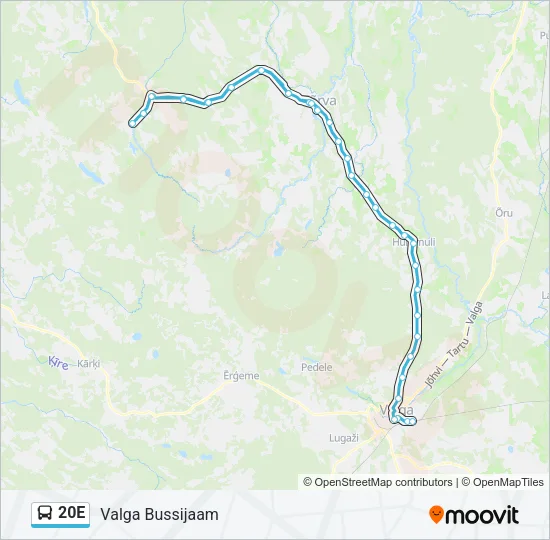 Автобус 20E: карта маршрута