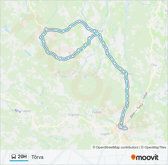 Автобус 20H: карта маршрута