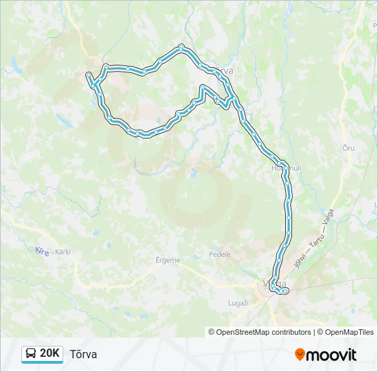 Автобус 20K: карта маршрута