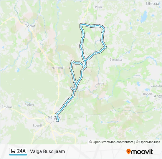 Автобус 24A: карта маршрута