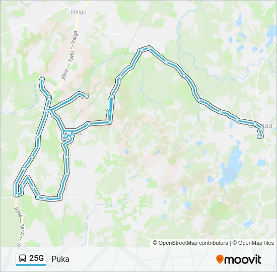 Автобус 25G: карта маршрута