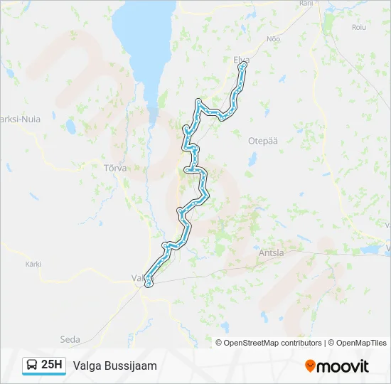 Автобус 25H: карта маршрута