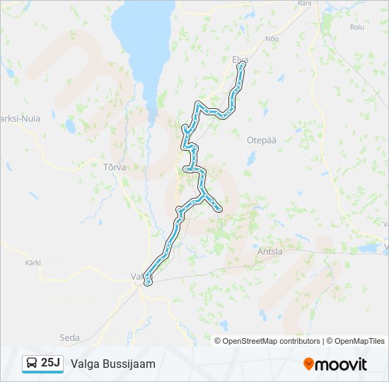 Автобус 25J: карта маршрута