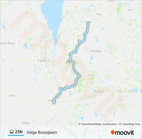 Автобус 25N: карта маршрута