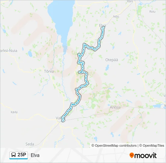 Автобус 25P: карта маршрута