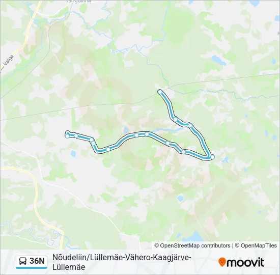 36N Bus Line Map