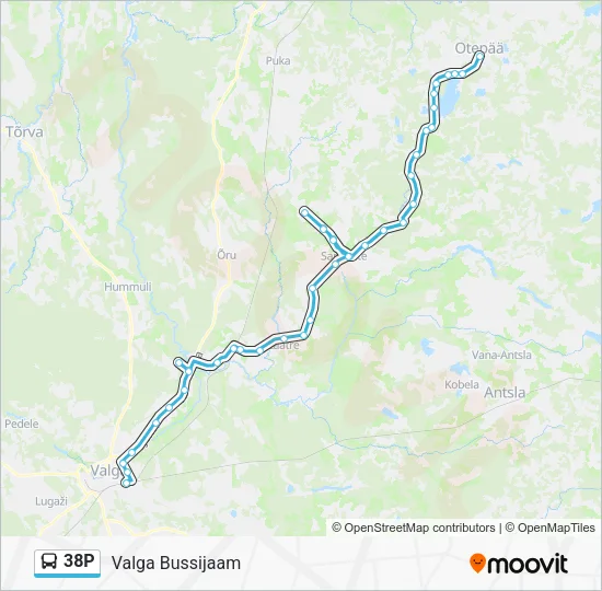 Автобус 38P: карта маршрута