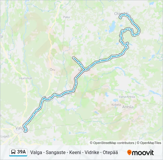 Автобус 39A: карта маршрута