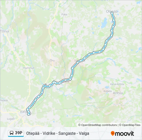 Автобус 39P: карта маршрута