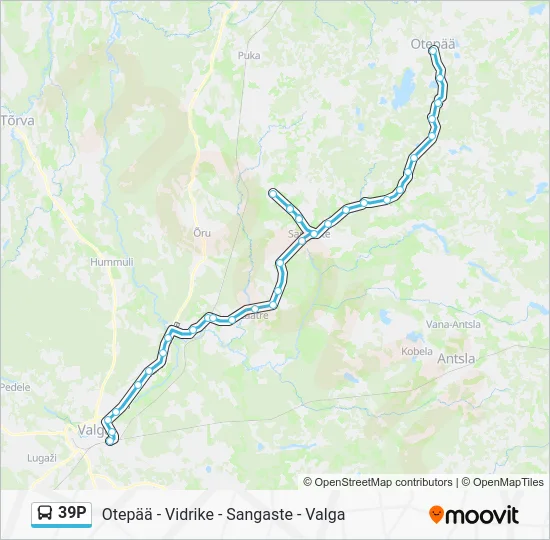 Автобус 39P: карта маршрута