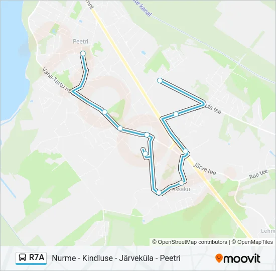 Автобус R7A: карта маршрута