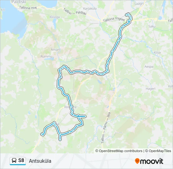 Автобус S8: карта маршрута