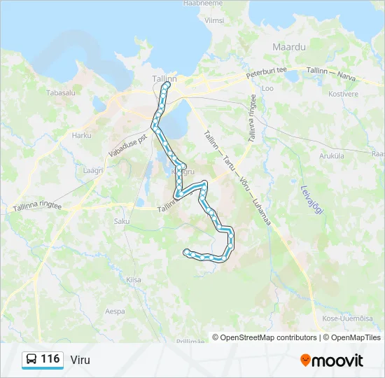 116 Bus Line Map
