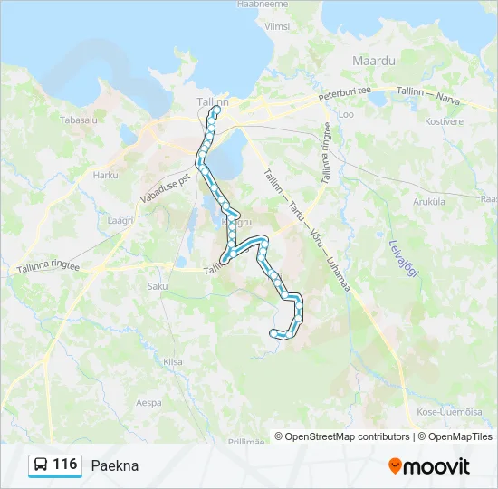 116 Bus Line Map