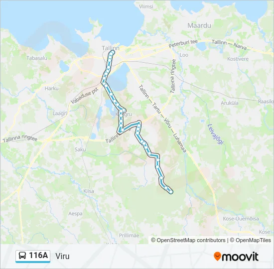 116A Bus Line Map