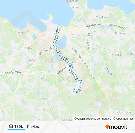 Автобус 116B: карта маршрута