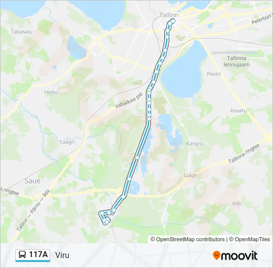 117A Bus Line Map