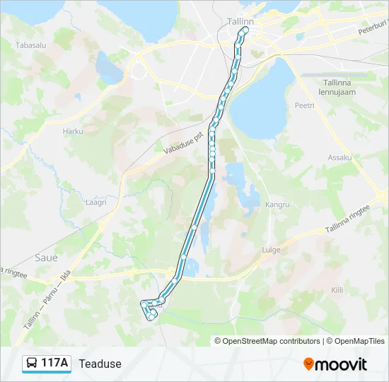 117A Bus Line Map