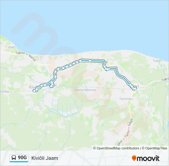 Автобус 90G: карта маршрута