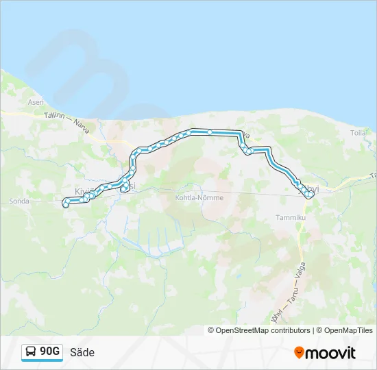 Автобус 90G: карта маршрута