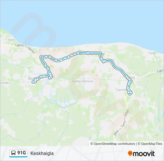 Автобус 91G: карта маршрута