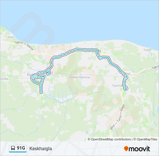 Автобус 91G: карта маршрута