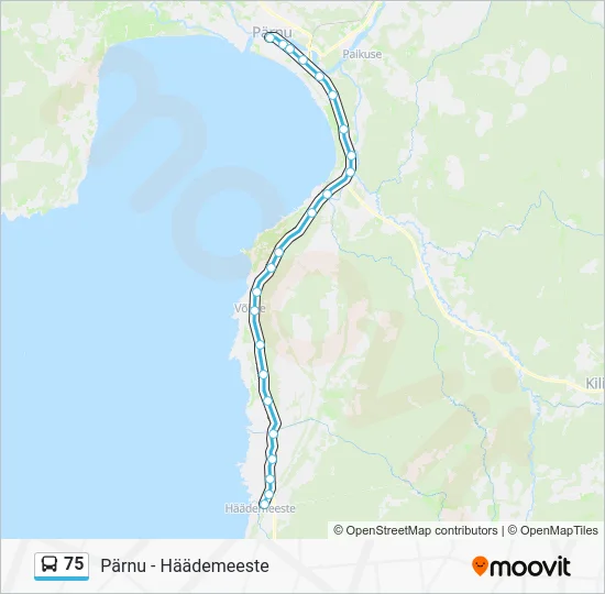 Автобус 75: карта маршрута