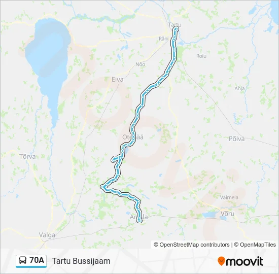 Автобус 70A: карта маршрута