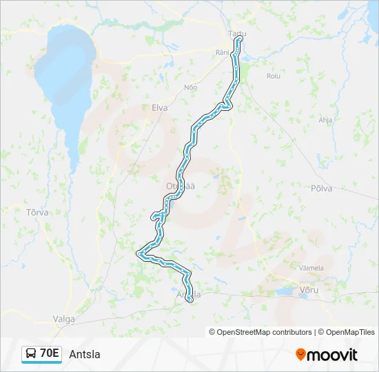 Автобус 70E: карта маршрута