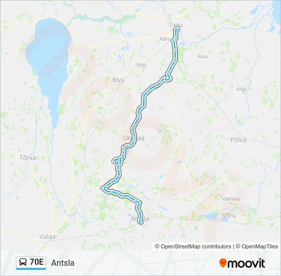 70E Bus Line Map