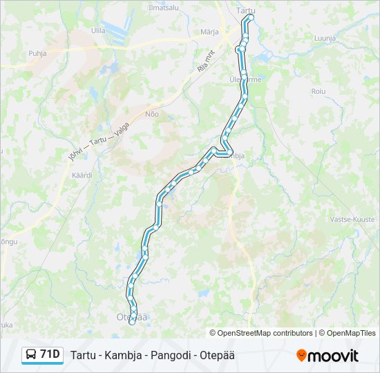 Автобус 71D: карта маршрута