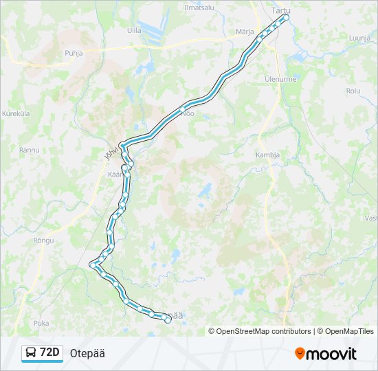 Автобус 72D: карта маршрута