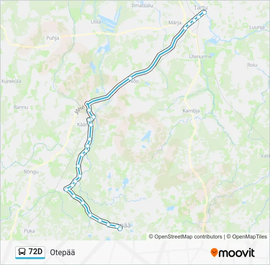 Автобус 72D: карта маршрута