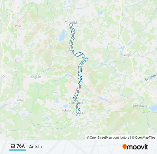 76A bus Line Map