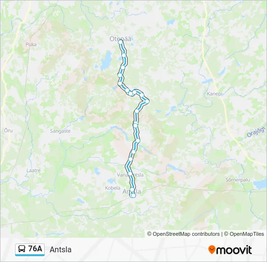 Автобус 76A: карта маршрута