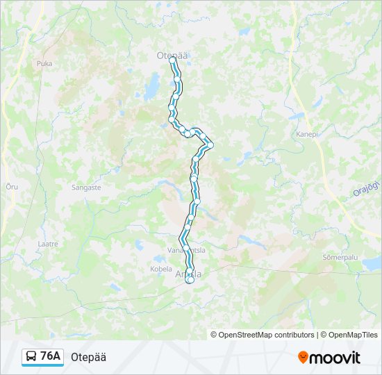 Автобус 76A: карта маршрута