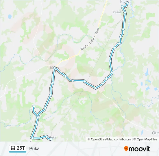 Автобус 25T: карта маршрута