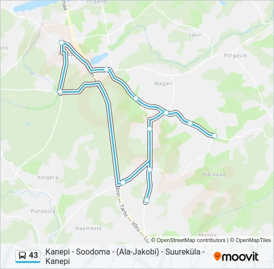 43 Bus Line Map