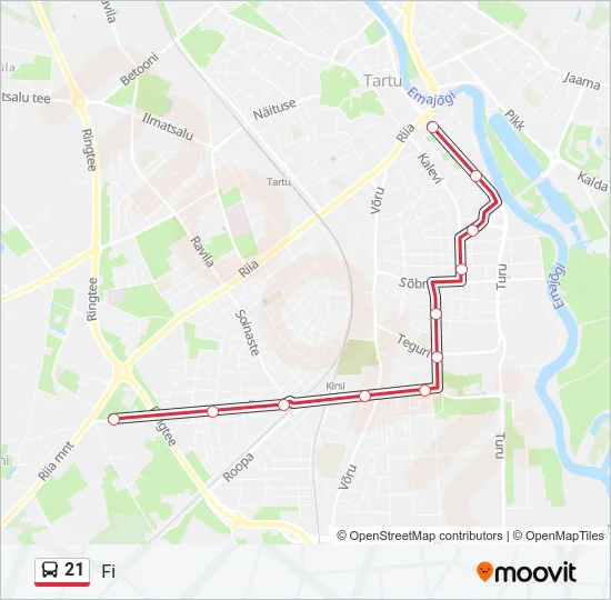 Автобус 21: карта маршрута