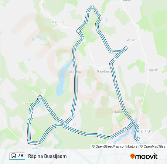 Автобус 7B: карта маршрута