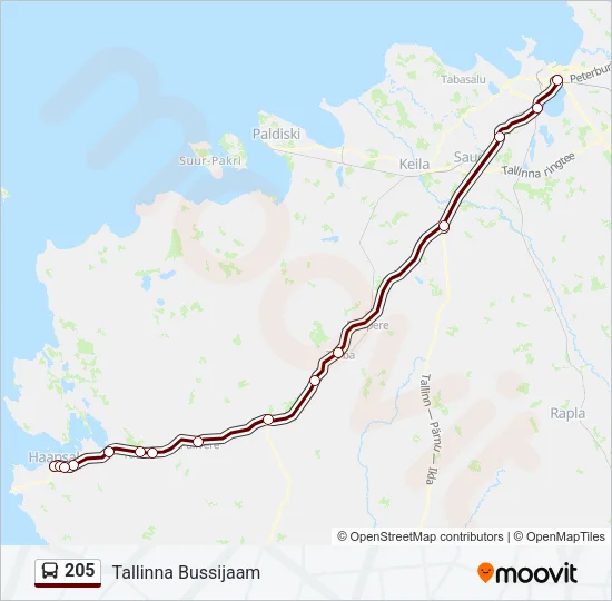 205 Bus Line Map