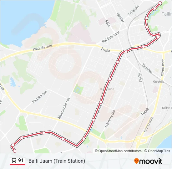 91 Bus Line Map